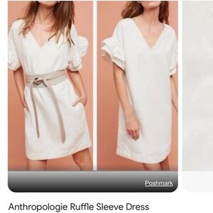 Maeve Anthropologie white ruffle dress size l